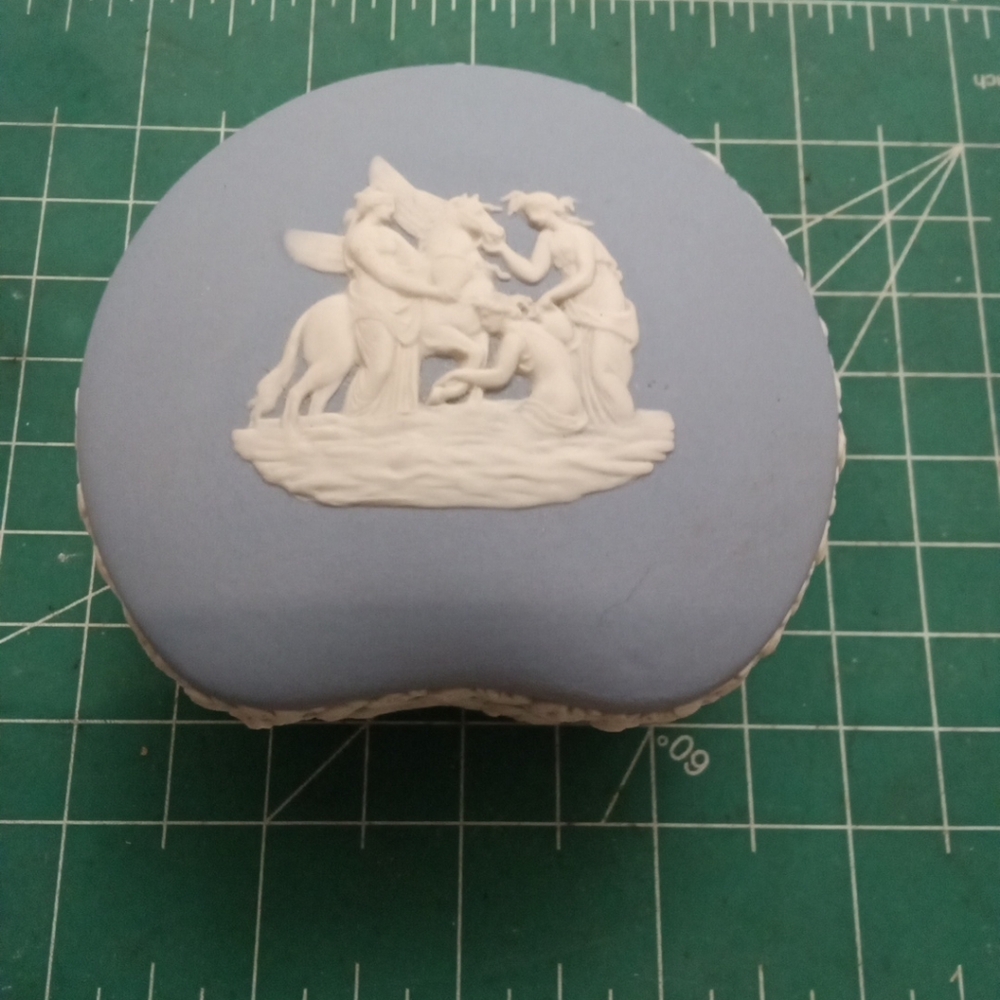 Vintage Baby Blue Wedgwood Jasperware Small Cupid Trinket Box Great Condition